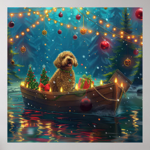 Goldendoodle jul festliga resa poster