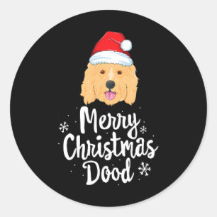 Goldendoodle jul God jul Dood Hund Runt Klistermärke