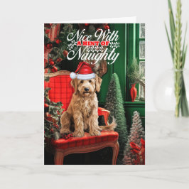 Goldendoodle jul Hund Naughty Nice Helgkort
