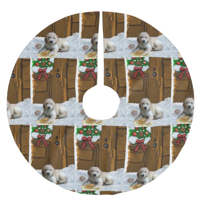 Goldendoodle-jul Julgransmatta Borstad Polyester (Framsidan)