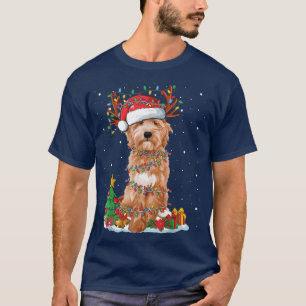 Goldendoodle jul Ljus Santa Reindeer Hund L T Shirt