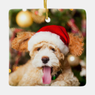 Goldendoodle jul Ornament Stone