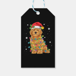 Goldendoodle jul Santa Hat Fairy Ljus Presentetikett