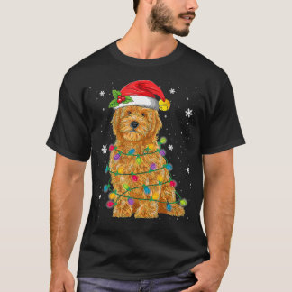 Goldendoodle jul Santa Hat Fairy Ljus T Shirt