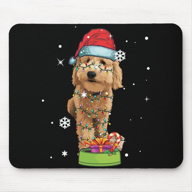 Goldendoodle jul Santa Rolig hund Älskare Gift Musmatta (Framsidan)