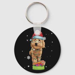 Goldendoodle jul Santa Rolig hund Älskare Gift Nyckelring