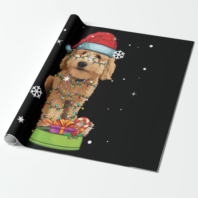 Goldendoodle jul Santa Rolig hund Älskare Gift Presentpapper (Utrullad)