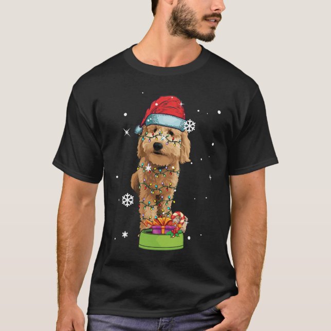 Goldendoodle jul Santa Rolig hund Älskare Gift T Shirt (Framsida)