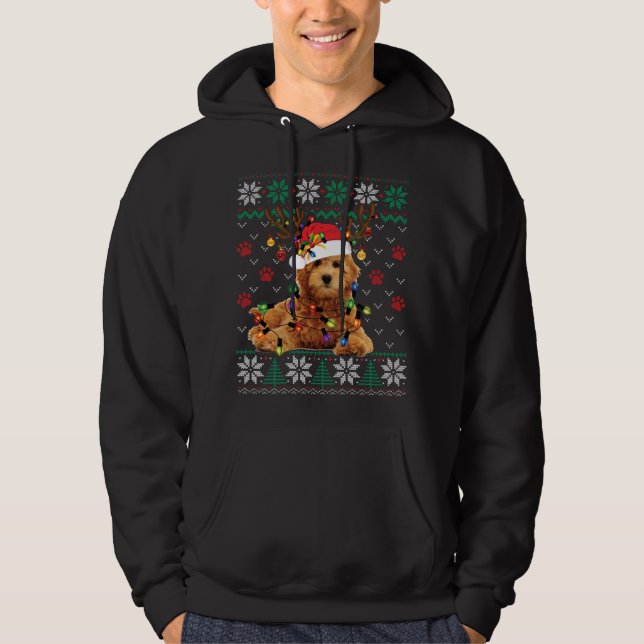 Goldendoodle jul Ugly Sweater Rolig hund Kärlek Hoodie (Framsida)