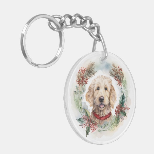 Goldendoodle jul Utandning Festive Valp (Vänstra Framsidan)