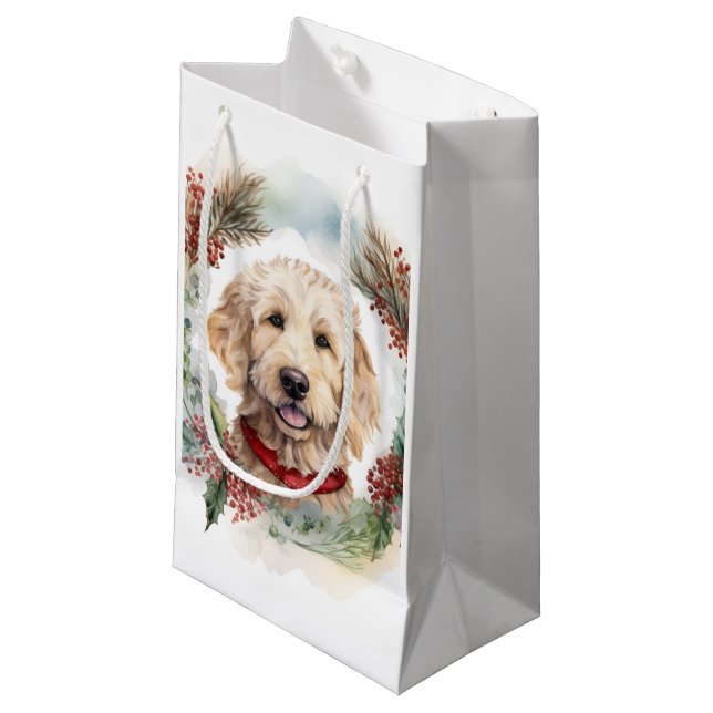 Goldendoodle jul Utandning Festive Valp (Framsidan Vinklad)