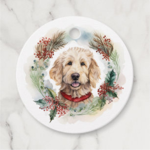 Goldendoodle jul Utandning Festive Valp Gåvor Etiketter