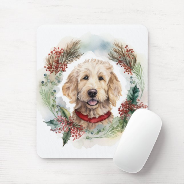 Goldendoodle jul Utandning Festive Valp Musmatta (Med mus)