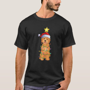 Goldendoodle Julafton Lighting Träd Santa Goldendo T Shirt