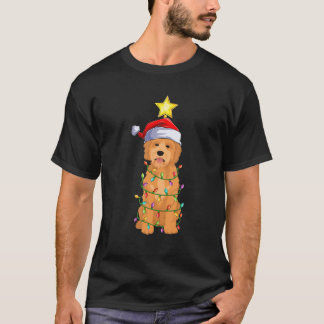 Goldendoodle Julafton Lighting Träd Santa Goldendo T Shirt