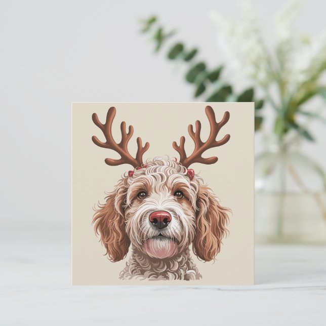 Goldendoodle julälskande hundmamma present julkort (Stående Fram)