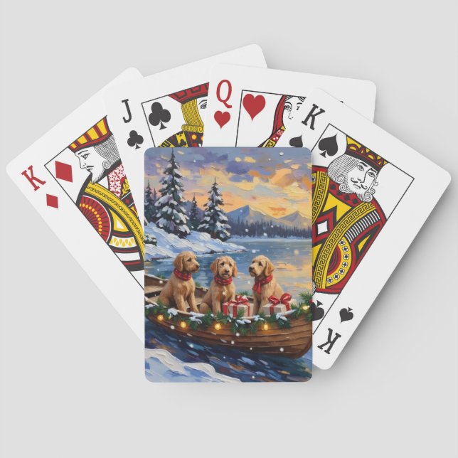 Goldendoodle julbåt semester casinokort (Baksidan)