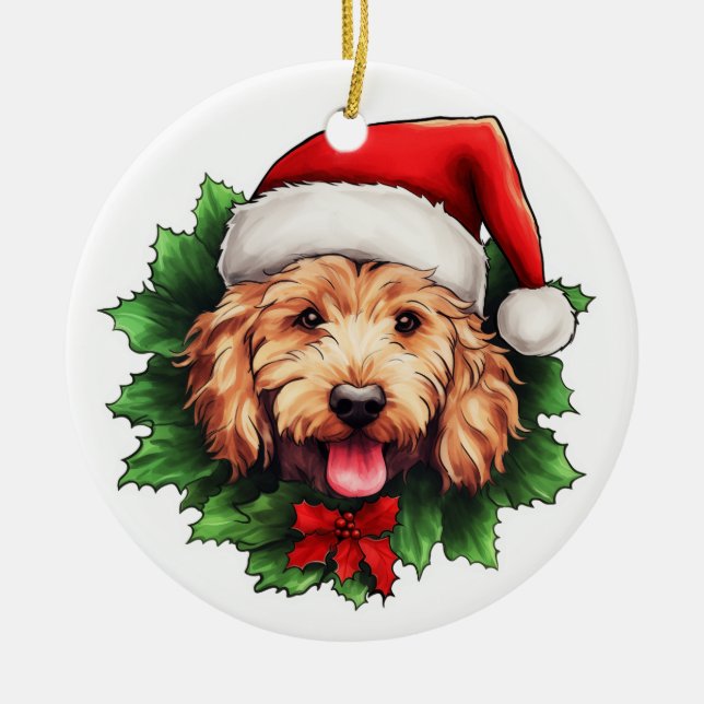 Goldendoodle-julet Julgransprydnad Keramik (Framsidan)