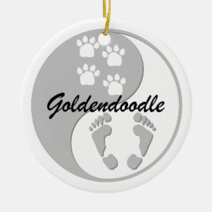 goldendoodle julgransprydnad keramik