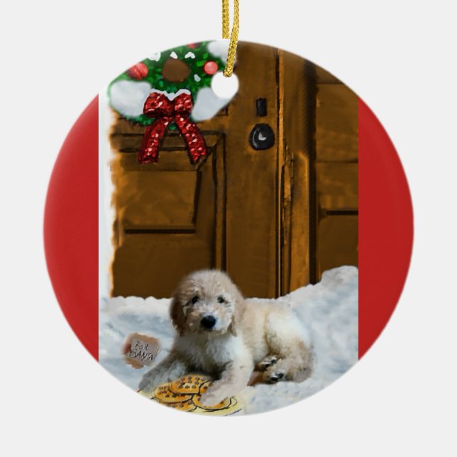 Goldendoodle-julklappar Ornament (Framsidan)
