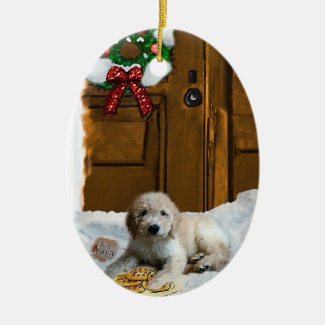 Goldendoodle-julklappar Ornament (Framsidan)