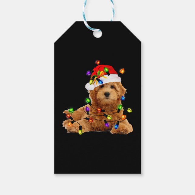 Goldendoodle-jultomten Presentetikett (Framsidan)