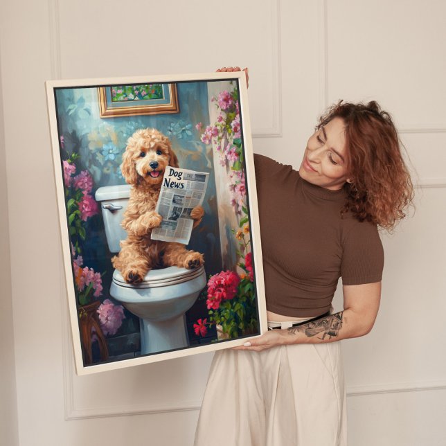 Goldendoodle Konst Badrumshumor Canvastryck (Skapare uppladdad)