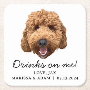 Goldendoodle Labradoodle Bröllop Pappra Underlägg Papper Kvadrat