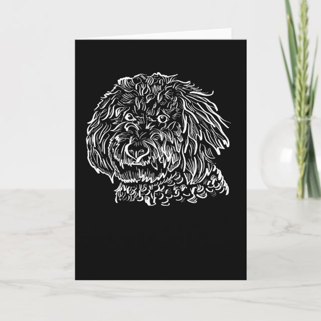 Goldendoodle Line art Gift Idea Kort (Framsida)