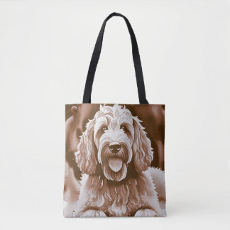 Goldendoodle Lycklig Hund varmt neutralt färg Tygkasse