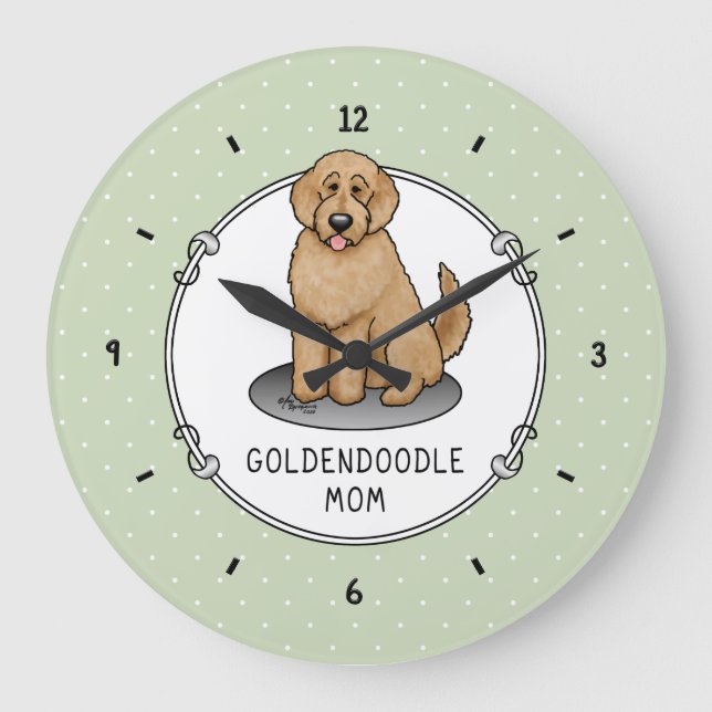Goldendoodle Mamma Doodle Mamma (guldröd) Hund Stor Klocka (Framsida)
