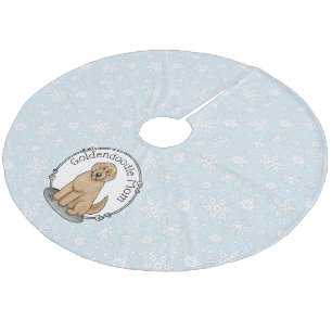 Goldendoodle Mamma Doodle Mamma (guldröd) mamma Julgransmatta Fleece
