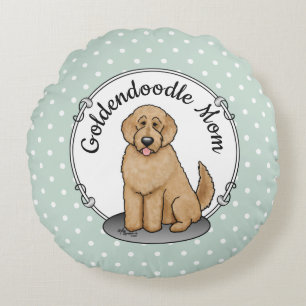 Goldendoodle Mamma Doodle Mamma (guldröd) mamma Rund Kudde