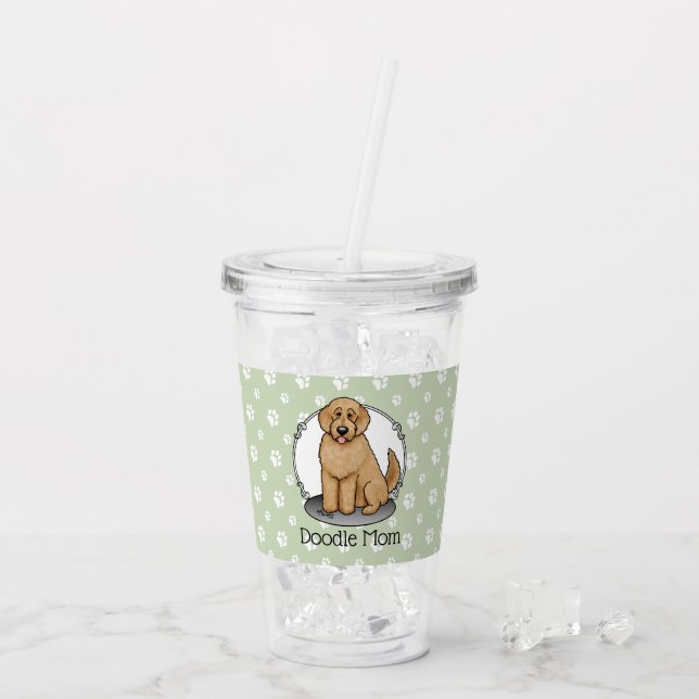 Goldendoodle Mamma Doodle Mamma (guldröd) mamma Take Away Mugg (Baksida Ice)