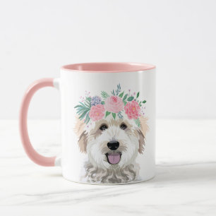 Goldendoodle Mamma rosa-blomman porträtt Mugg