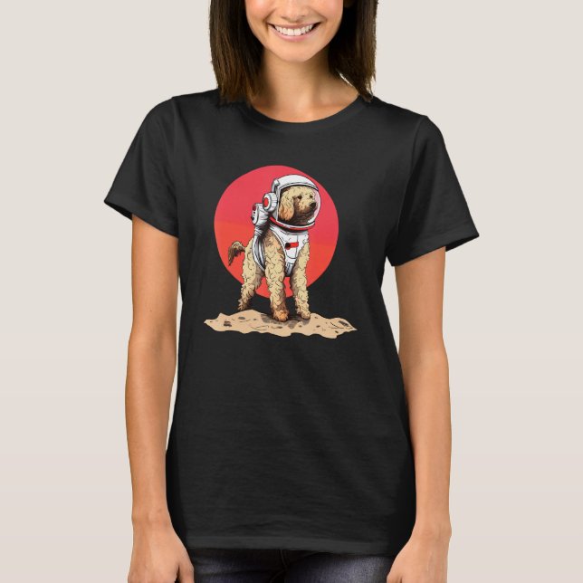 Goldendoodle Mars Rolig hund Astronaut T Shirt (Framsida)