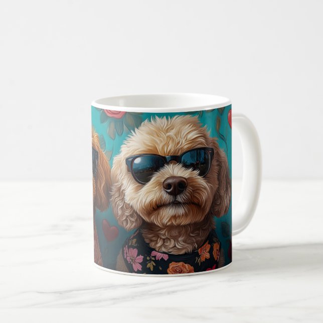 Goldendoodle Med Hjärtrosor Alla Hjärtans Dag Kaffemugg (Framsida höger)