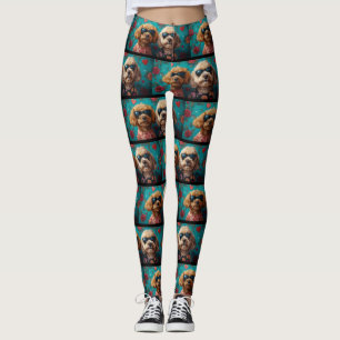 Goldendoodle Med Hjärtrosor Alla Hjärtans Dag Leggings