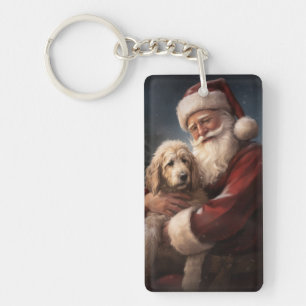Goldendoodle med Jultomten julafton