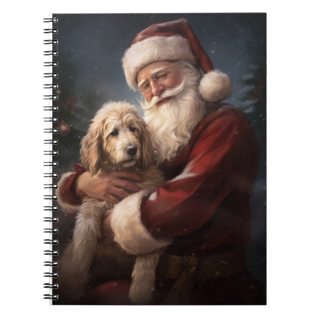 Goldendoodle med Jultomten julafton Anteckningsbok (Framsidan)