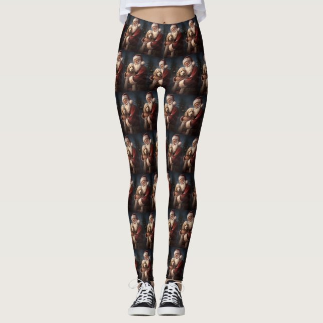 Goldendoodle med Jultomten julafton Leggings (Framsida)
