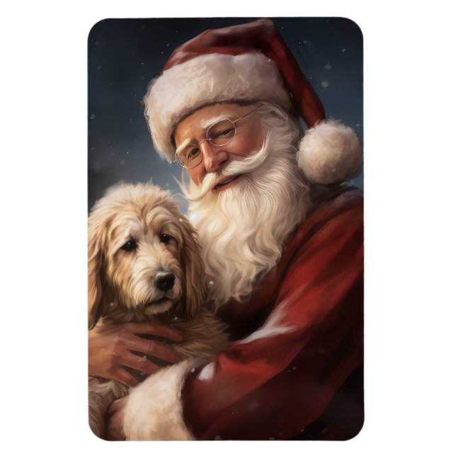 Goldendoodle med Jultomten julafton Magnet (Vertikal)