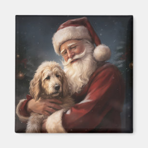 Goldendoodle med Jultomten julafton Magnet