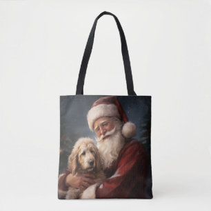 Goldendoodle med Jultomten julafton Tygkasse