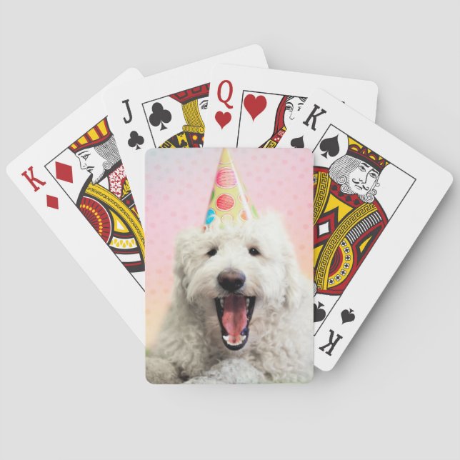 Goldendoodle med Party Hat Casinokort (Baksidan)