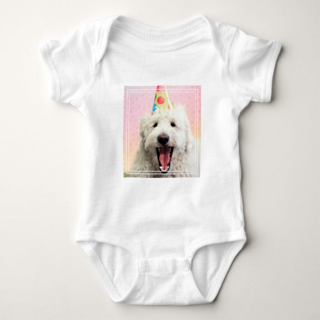 Goldendoodle med Party Hat T Shirt (Framsida)