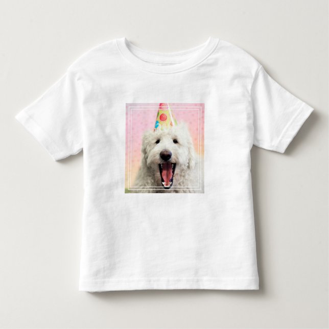 Goldendoodle med Party Hat T Shirt (Framsida)