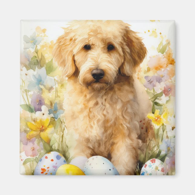 Goldendoodle med Påskägg Magnet (Framsidan)