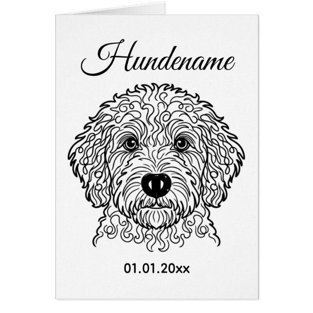 Goldendoodle Minimalist Line Art Personalized card Hälsningskort (Framsidan)