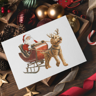 Goldendoodle och Santa Hund Julhelg Vykort